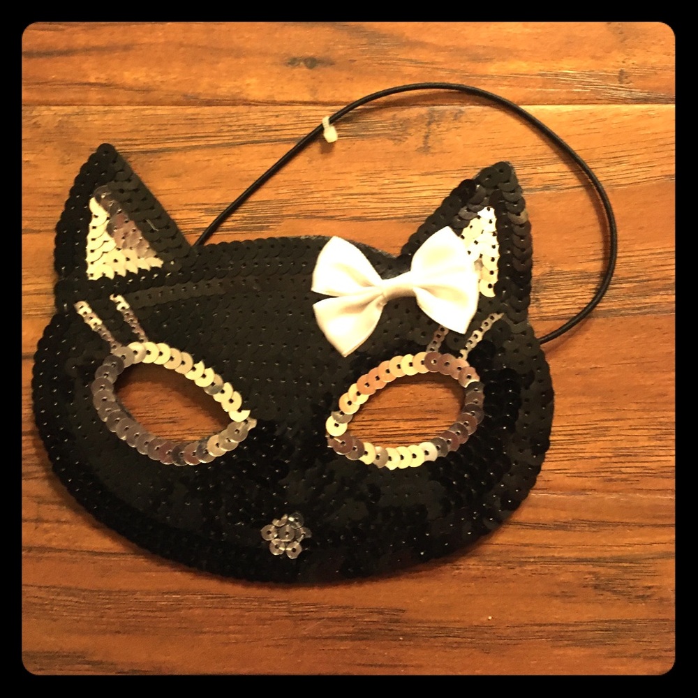 Kitty Cat Sequin bow face Mask NEW dress up Fun!